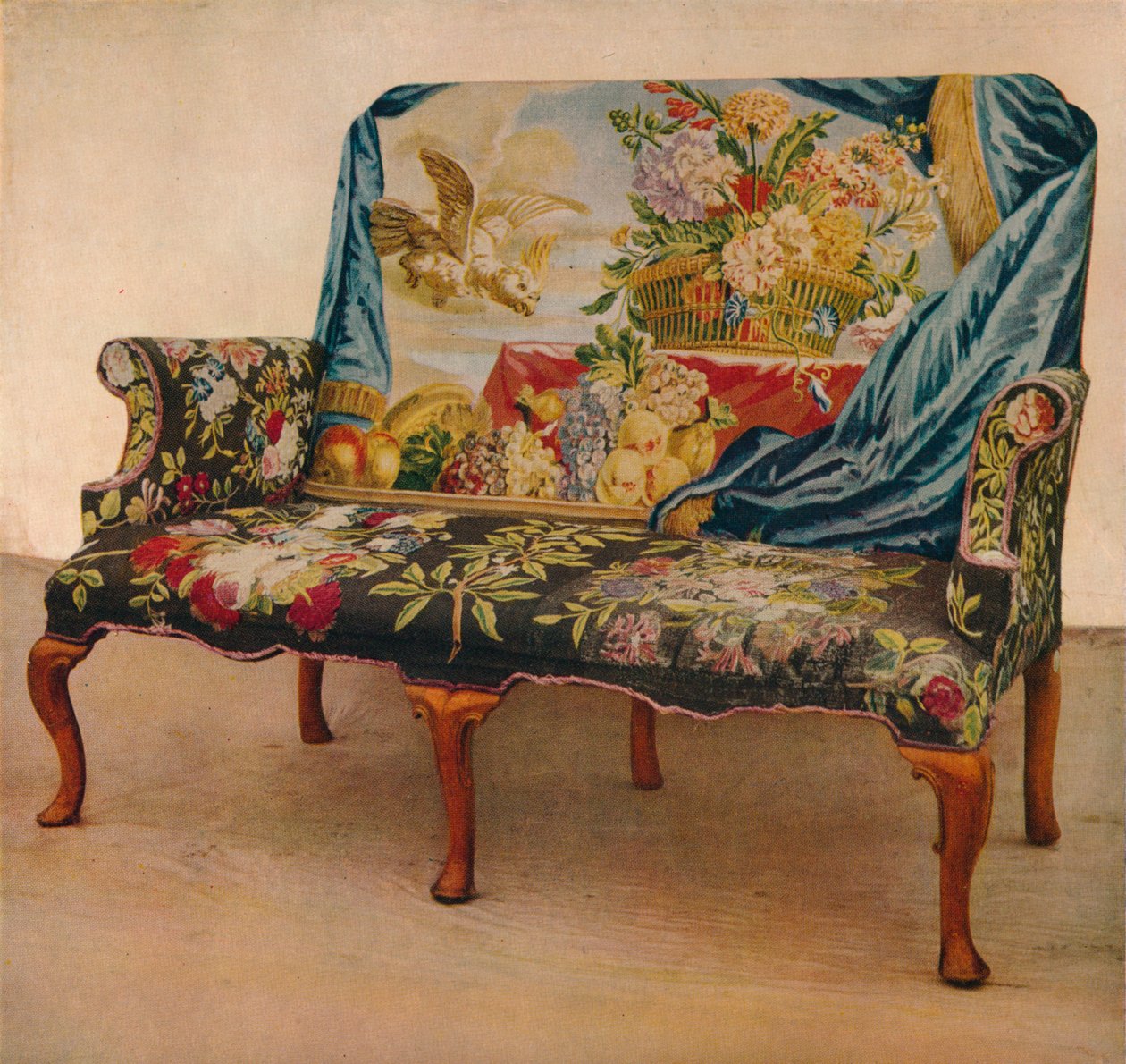 Valnøddesofa med Soho Tapestry, c1730, 1929 af Unbekannt