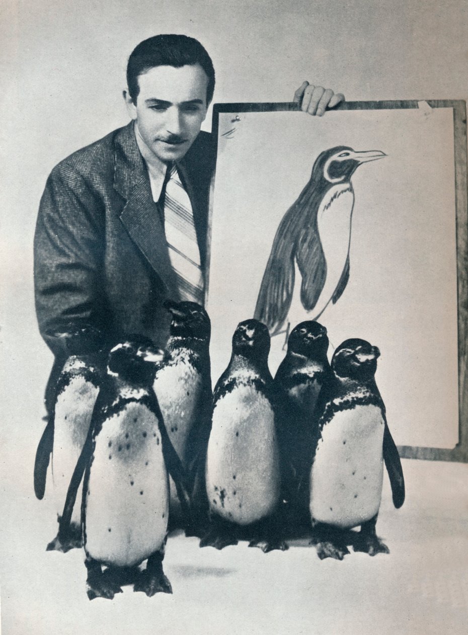 Walt Disney med pingviner, 1934 1935 af Unbekannt