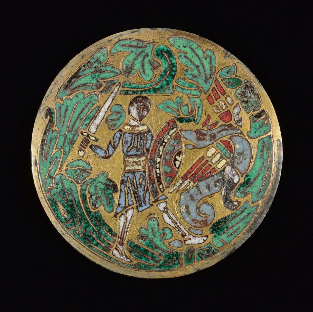 Warrior, der kæmper mod en drage, ca. 1170-1180. af Unbekannt