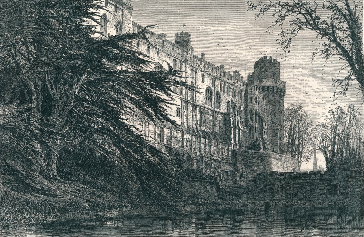 Warwick Castle fra Vesten, c1800-tallet af Unbekannt