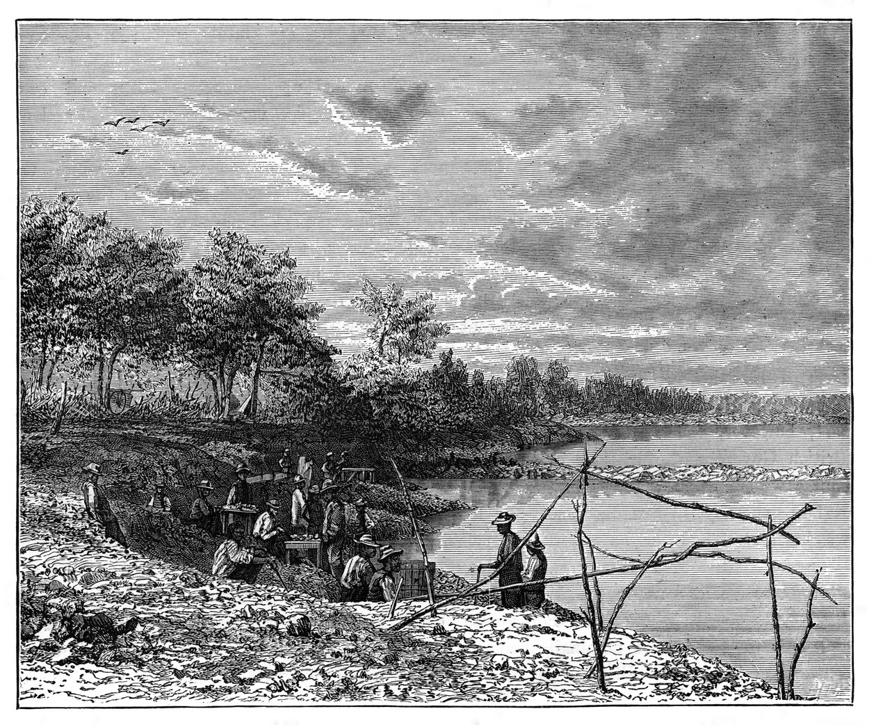 Vaskesand til diamanter på bredden af Vaal-floden, Sydafrika, c1890 af Unbekannt