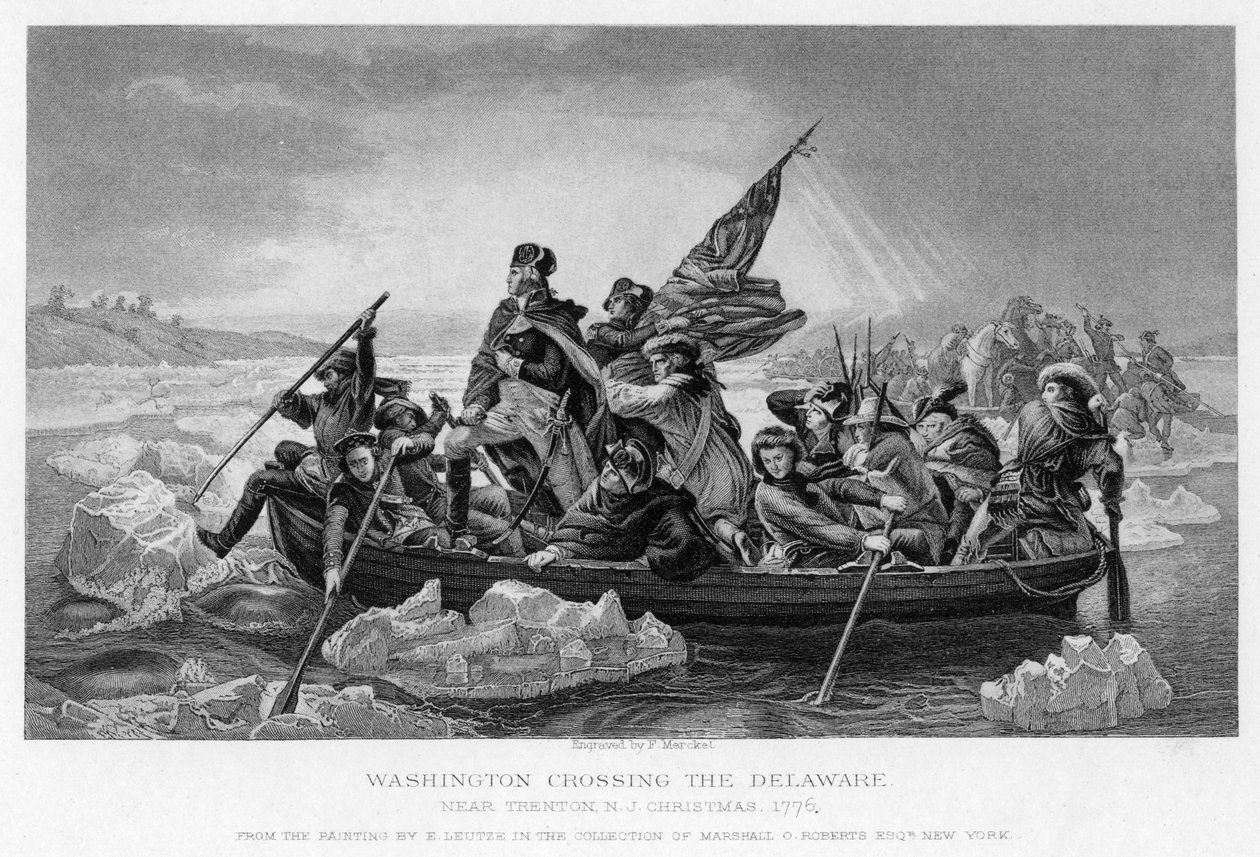 Washington krydser Delaware, 1776 af Unbekannt
