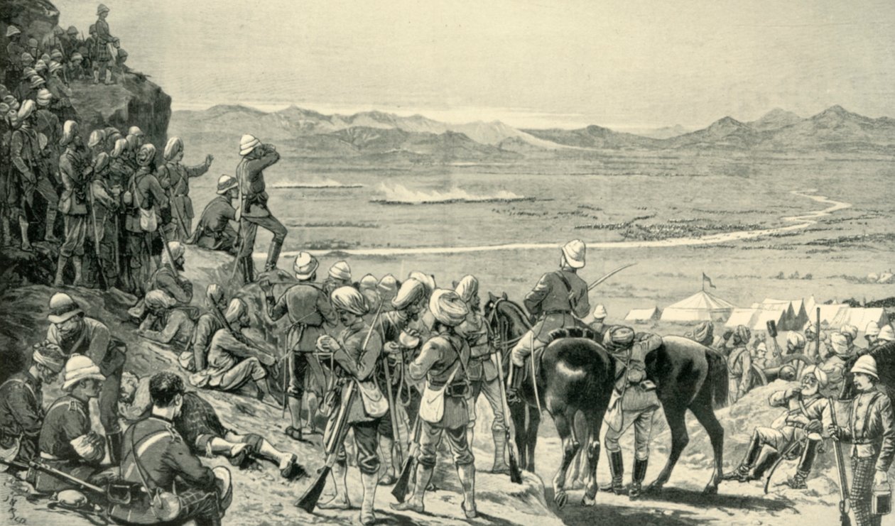 Se de afghanske styrkers rute fra Bab Wali-bjerget, 1. september 1880, 1901. af Unbekannt