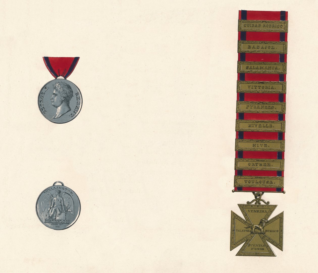 Waterloo & Military General Service Medal 1793-1814, c1800-tallet af Unbekannt