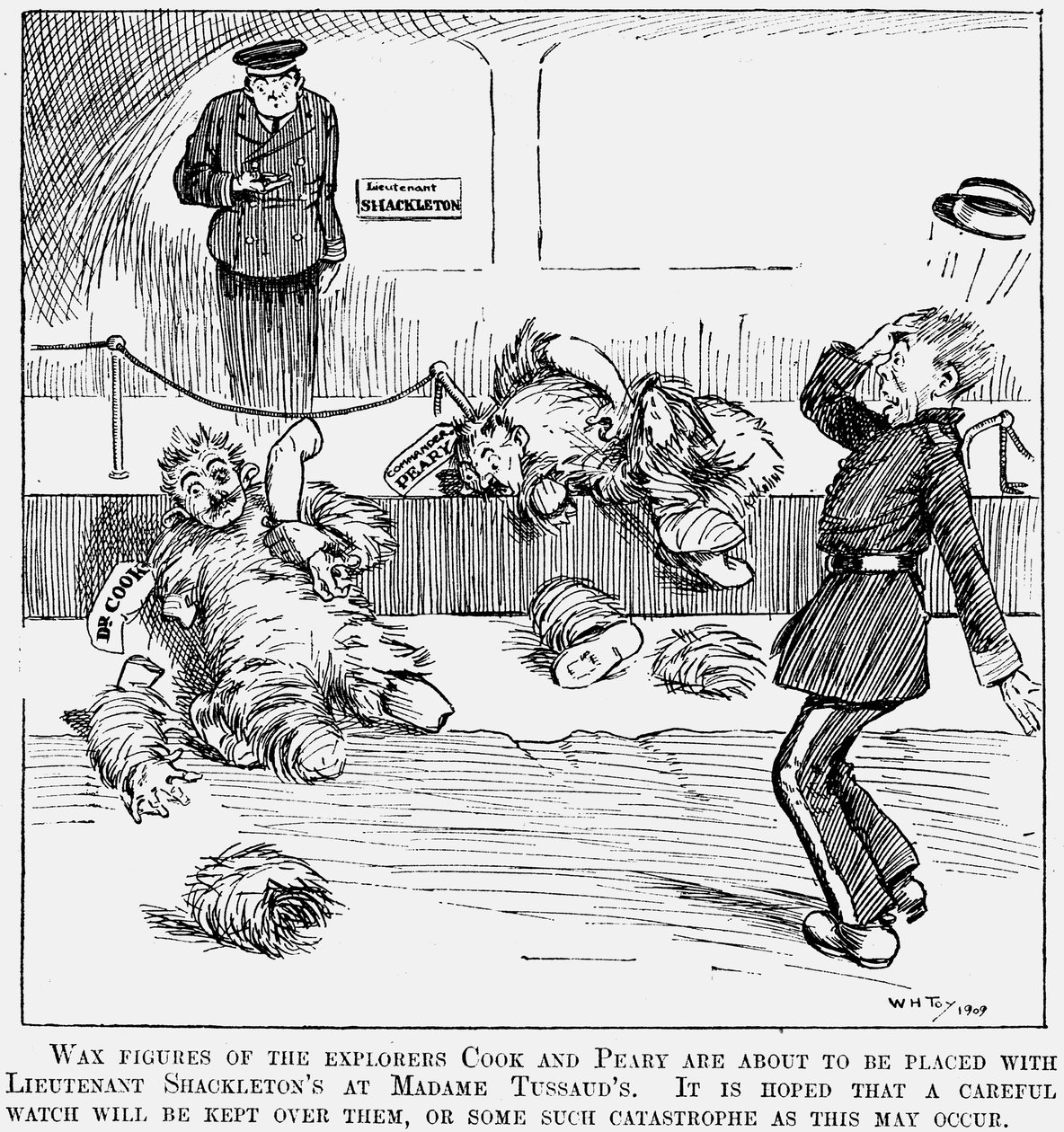 Voksmodeller af Peary og Cook, polarforskere, hos Madame Tussauds, London, 1909 af Unbekannt
