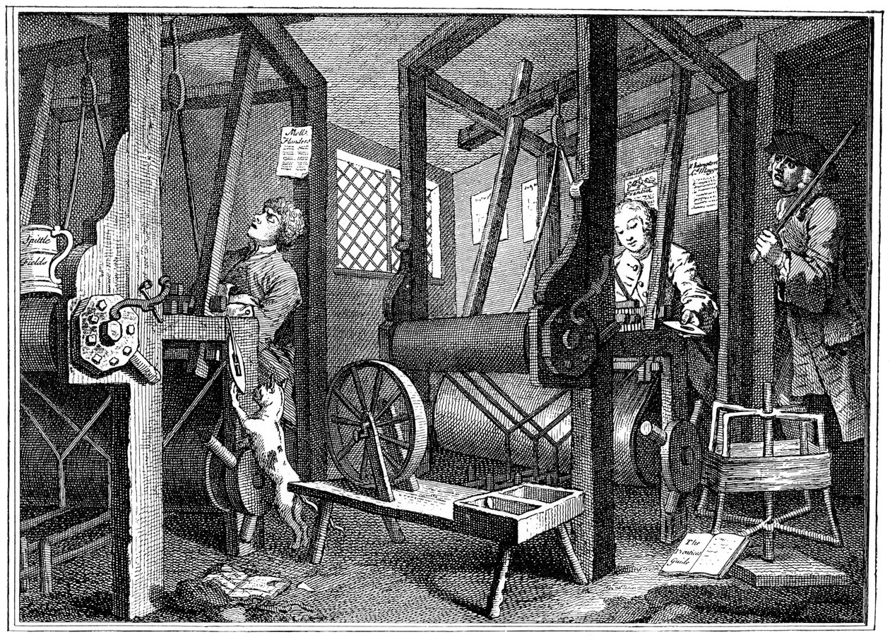 Vævning i Spitalfields, London, 1747 1894 af Unbekannt