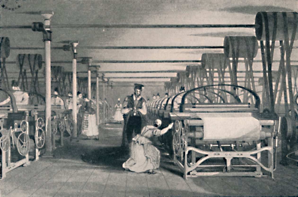 Vævning ved kraftvæve, 1835, 1904 af Unbekannt