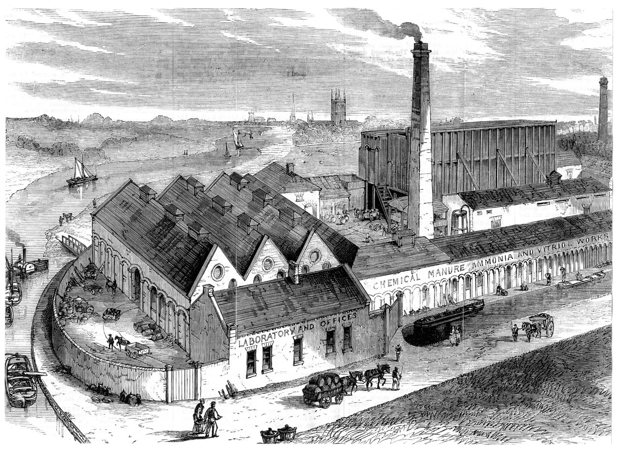 Webbs kemiske fabrik, Diglis, Worcestershire, 1869 af Unbekannt
