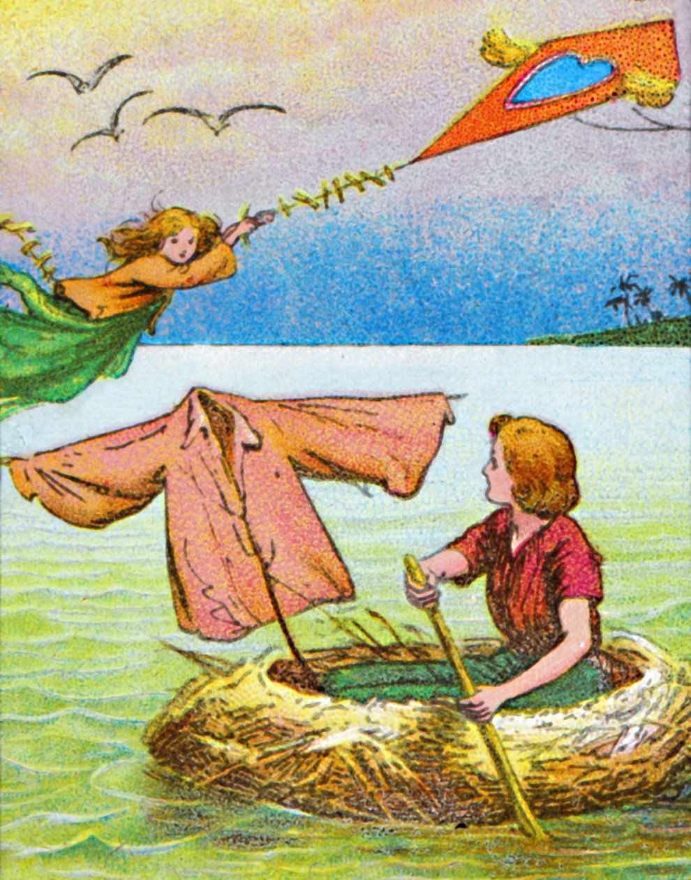 Wendy og Peter flygter, c1905. af Unbekannt
