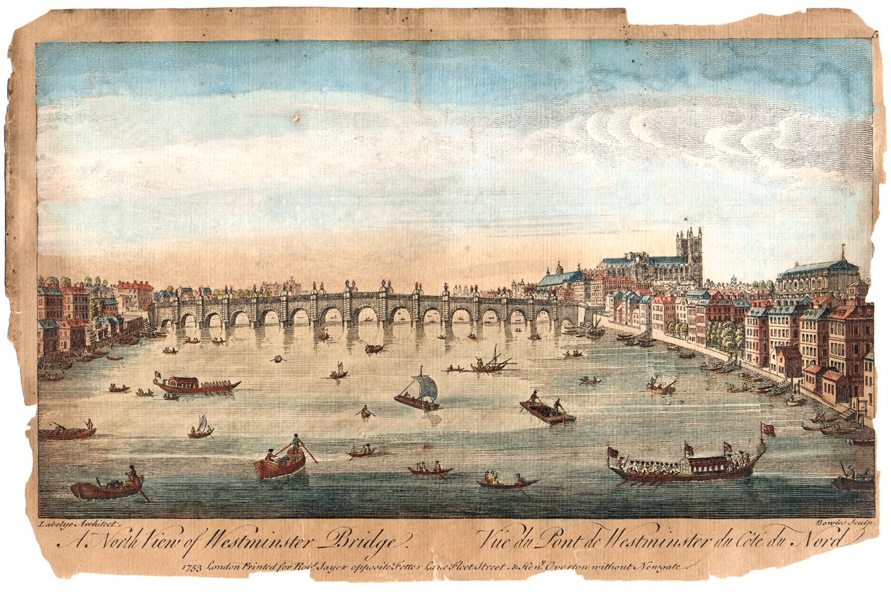 Westminster Bridge, London, 1753 af Unbekannt