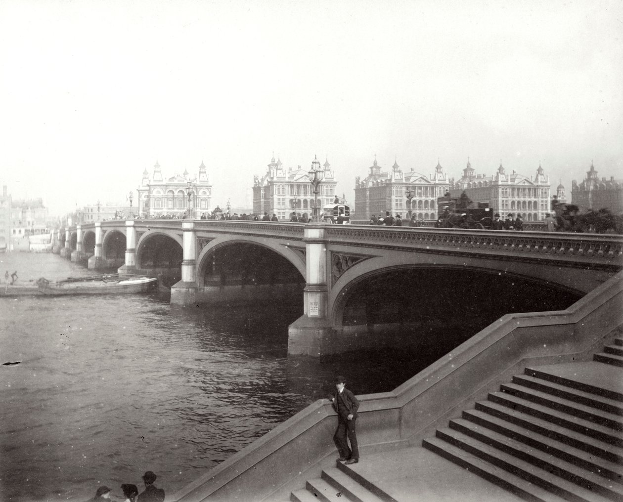 Westminster Bridge og St Thomass Hospital, London, 1887 af Unbekannt