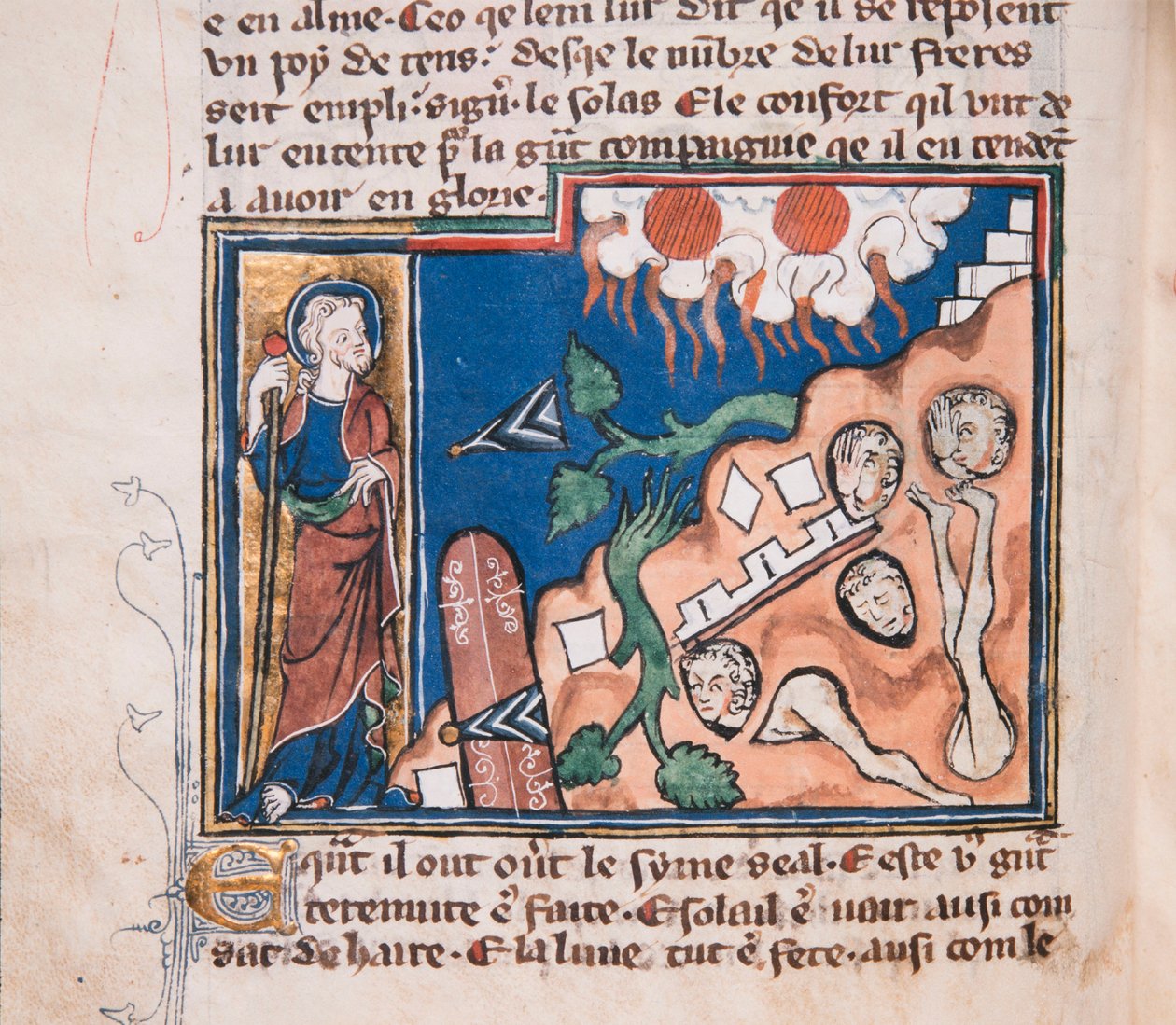 Når han rejser sig for at få jorden til at skælve... Miniature fra: Apocalypse de saint Jean, ca 1320. af Unbekannt