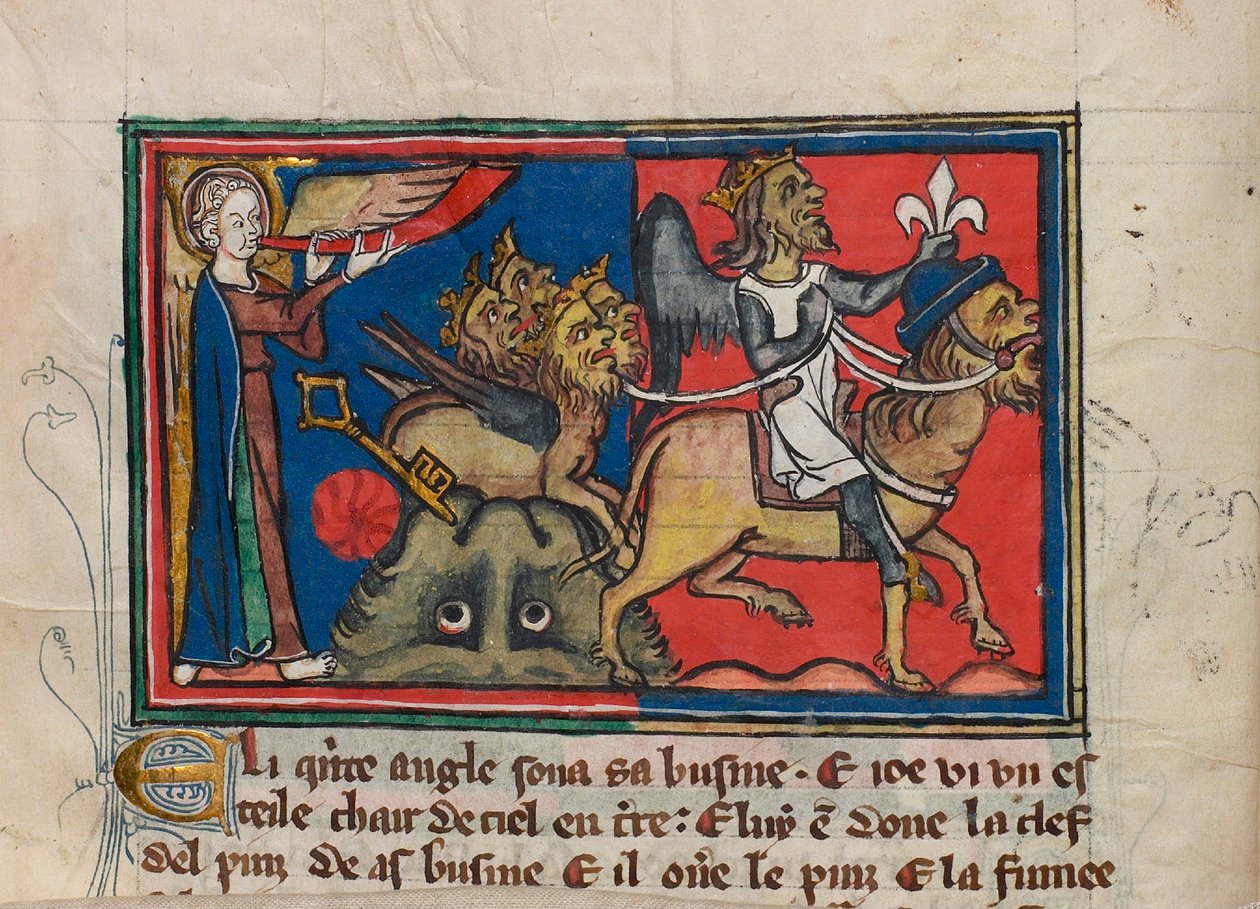 Da den femte engel blæste i sin trompet... Miniature fra: Apocalypse de saint Jean, ca 1320. af Unbekannt