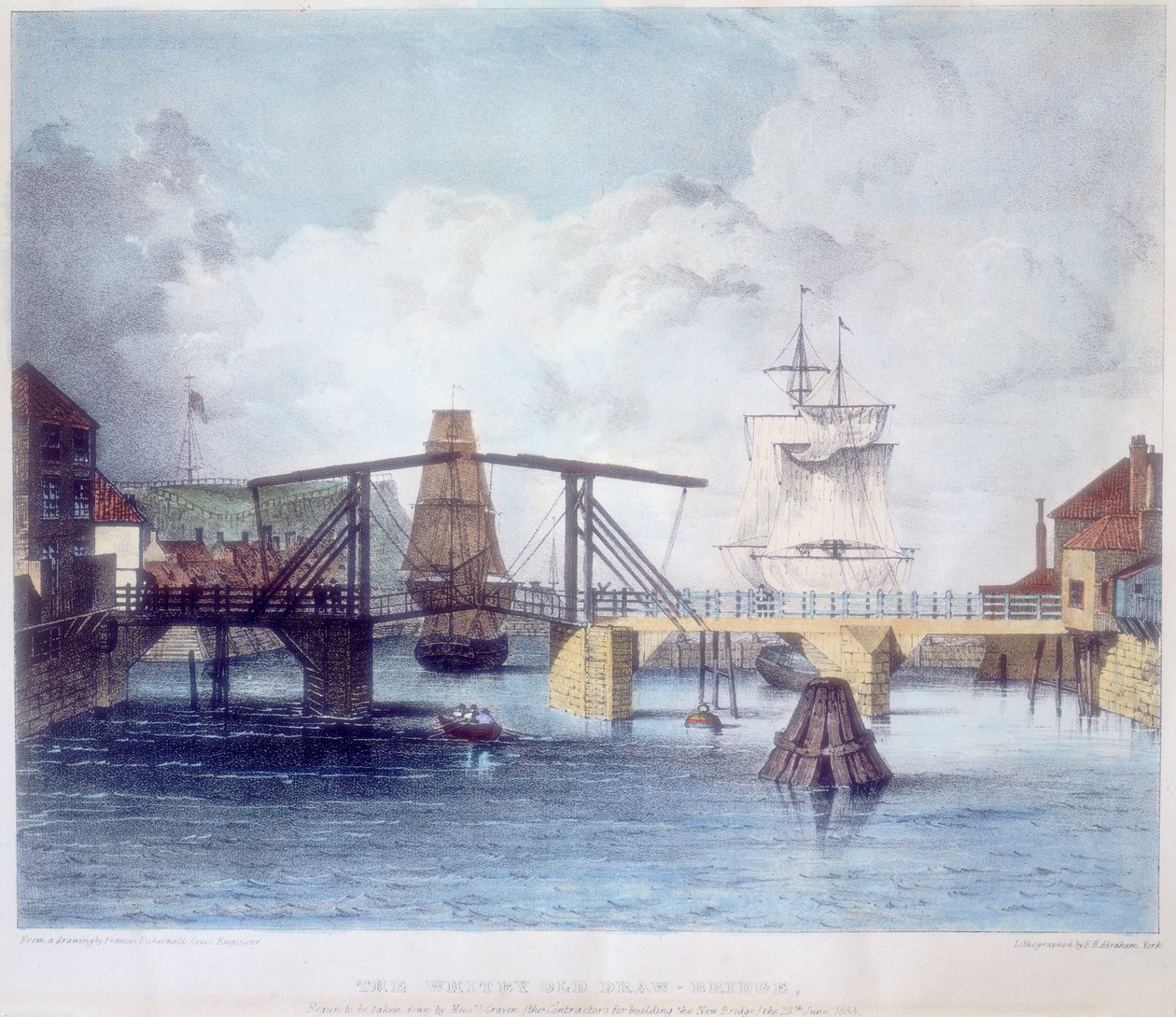 Whitby havn, Yorkshire, ved mundingen af floden Esk, c1833 af Unbekannt