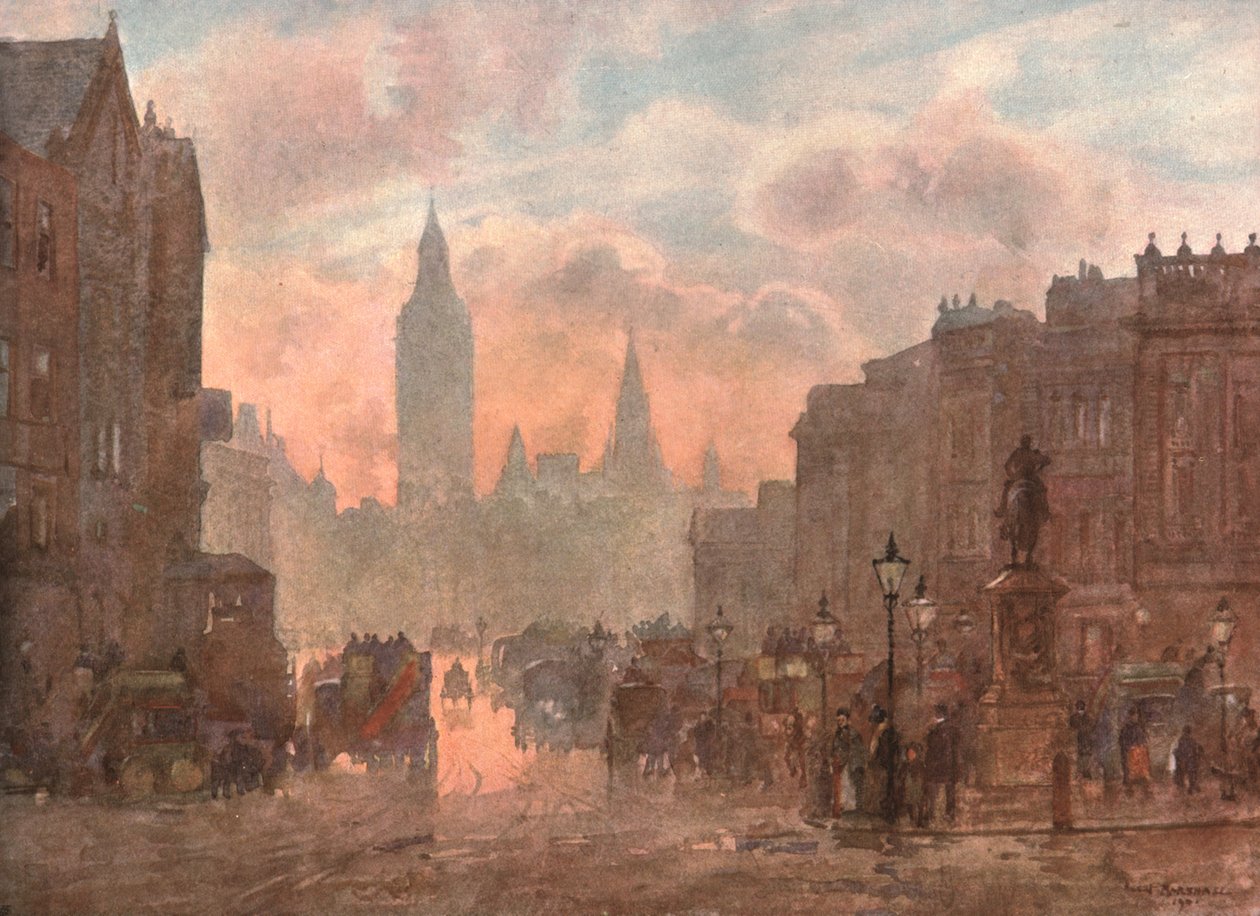 Whitehall fra Charing Cross, c1899, c1900. af Unbekannt