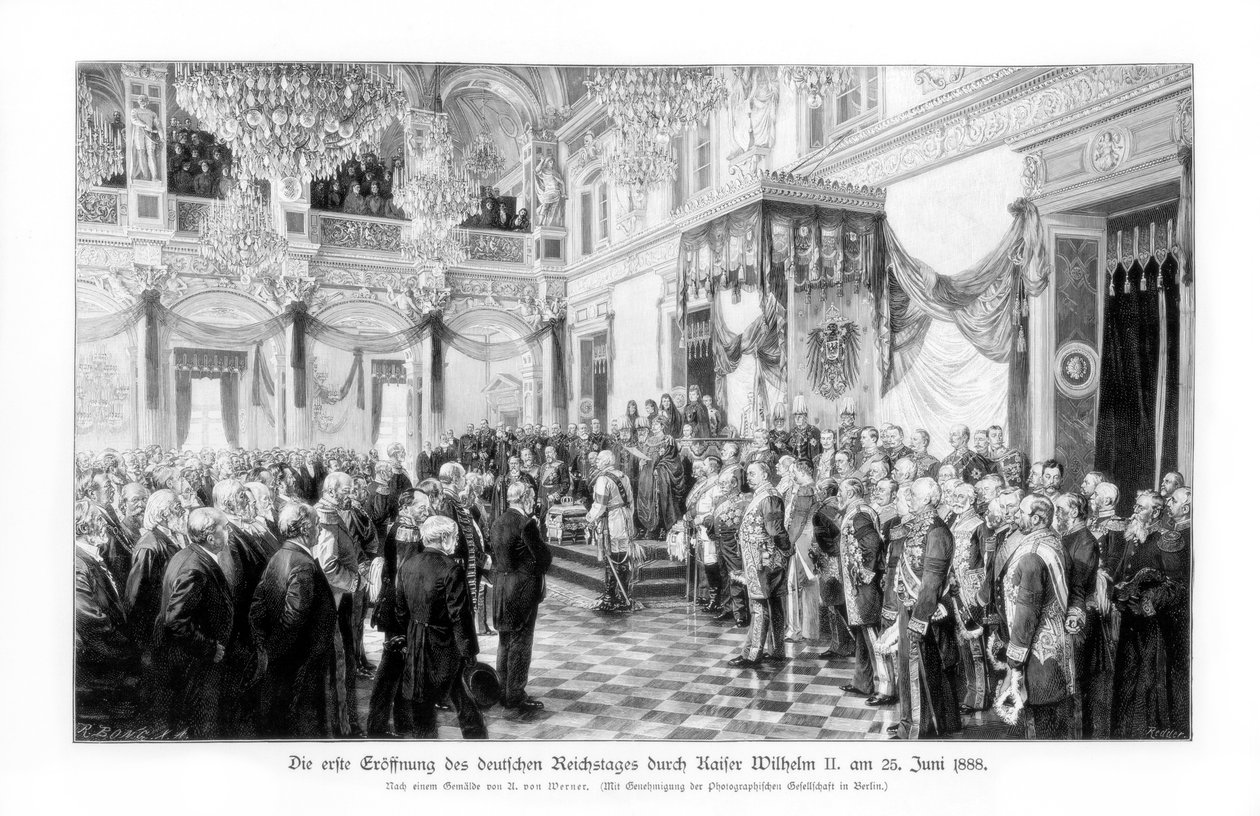 Wilhelm II og ministrene ved åbningen af rigsdagen den 25. juni 1888, 1900 af Unbekannt