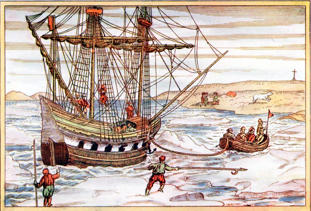 Willem Barents skib blandt den arktiske is, 1594-1597 af Unbekannt