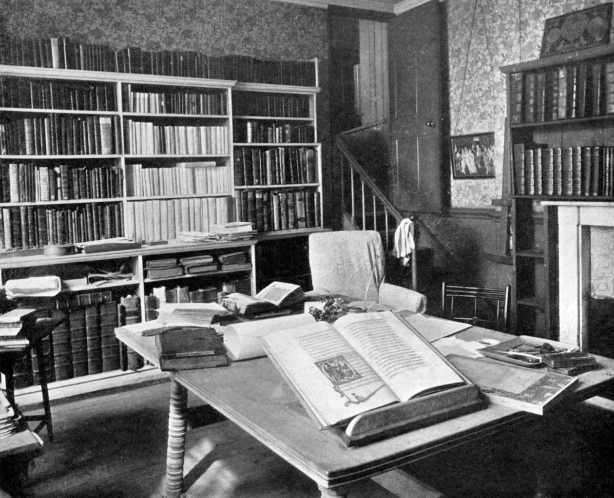 William Morriss-studie, Kelmscott Manor, Kelmscott, Oxfordshire, 1901 af Unbekannt