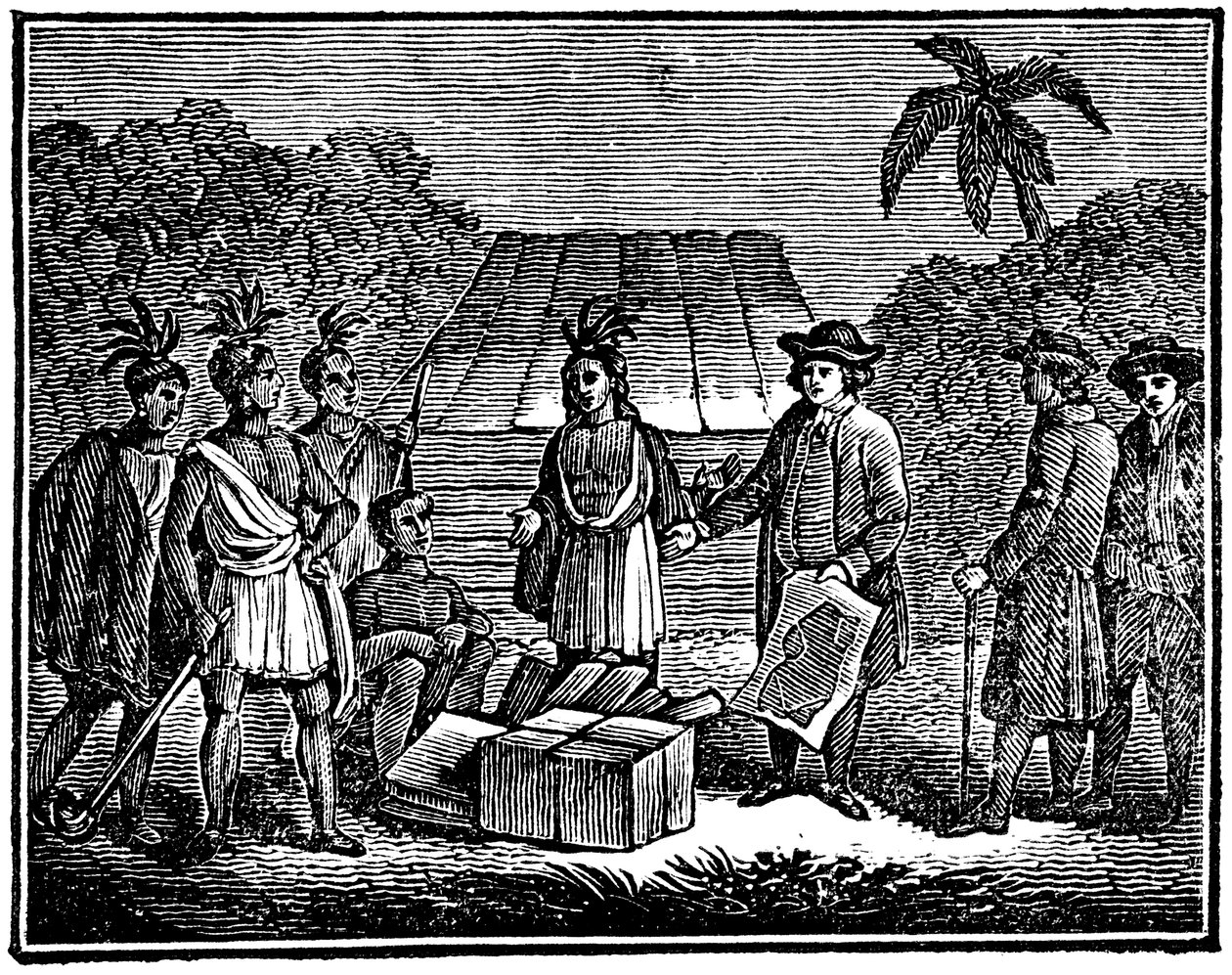 William Penn med indianere, engelsk Quaker-kolonist, 1830 af Unbekannt