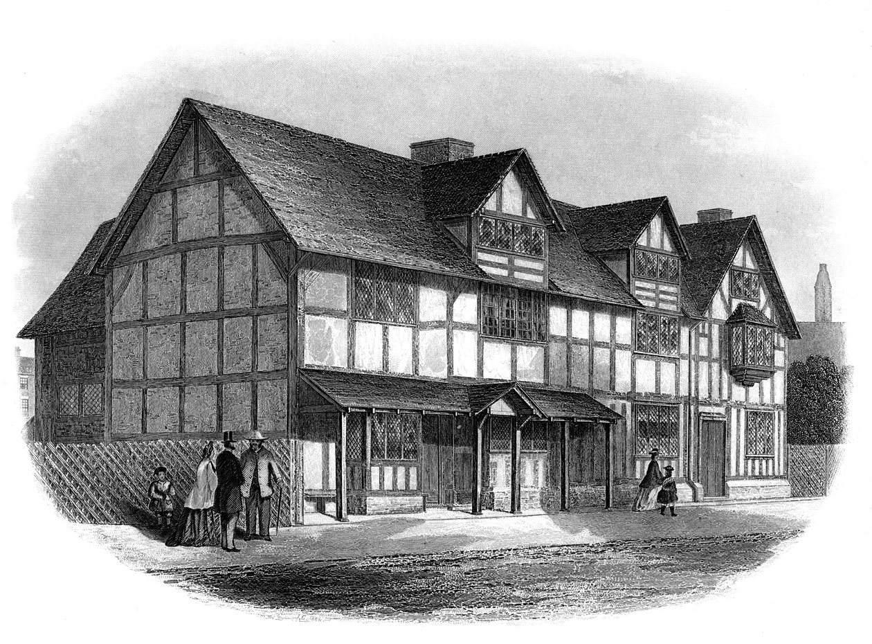 William Shakespeares hus, Stratford-upon-Avon, Warwickshire, slutningen af det 19. århundrede af Unbekannt
