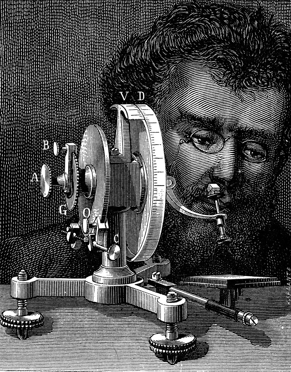 William Wollastons reflekterende goniometer til måling af vinkler på krystaller, 1874 af Unbekannt