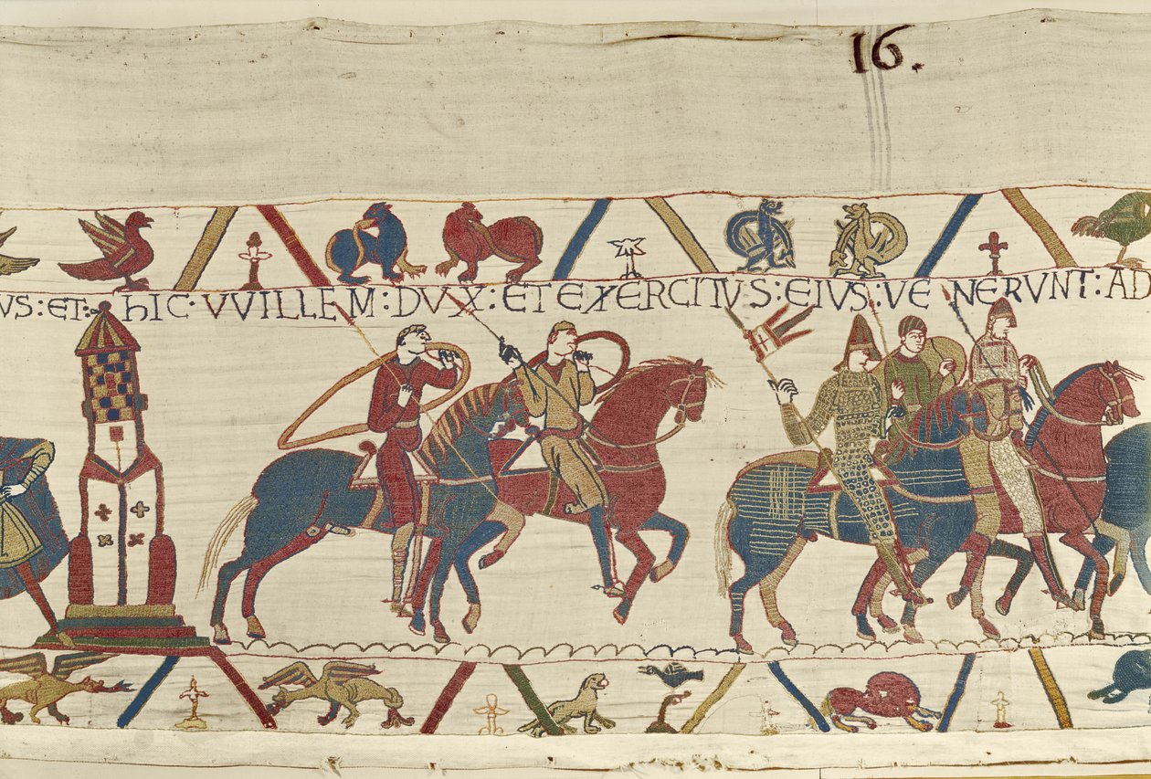 William leder sin hær mod hertug Conan af Bretagne, Bayeux Tapestry (uldbroderi på hør) af Unbekannt