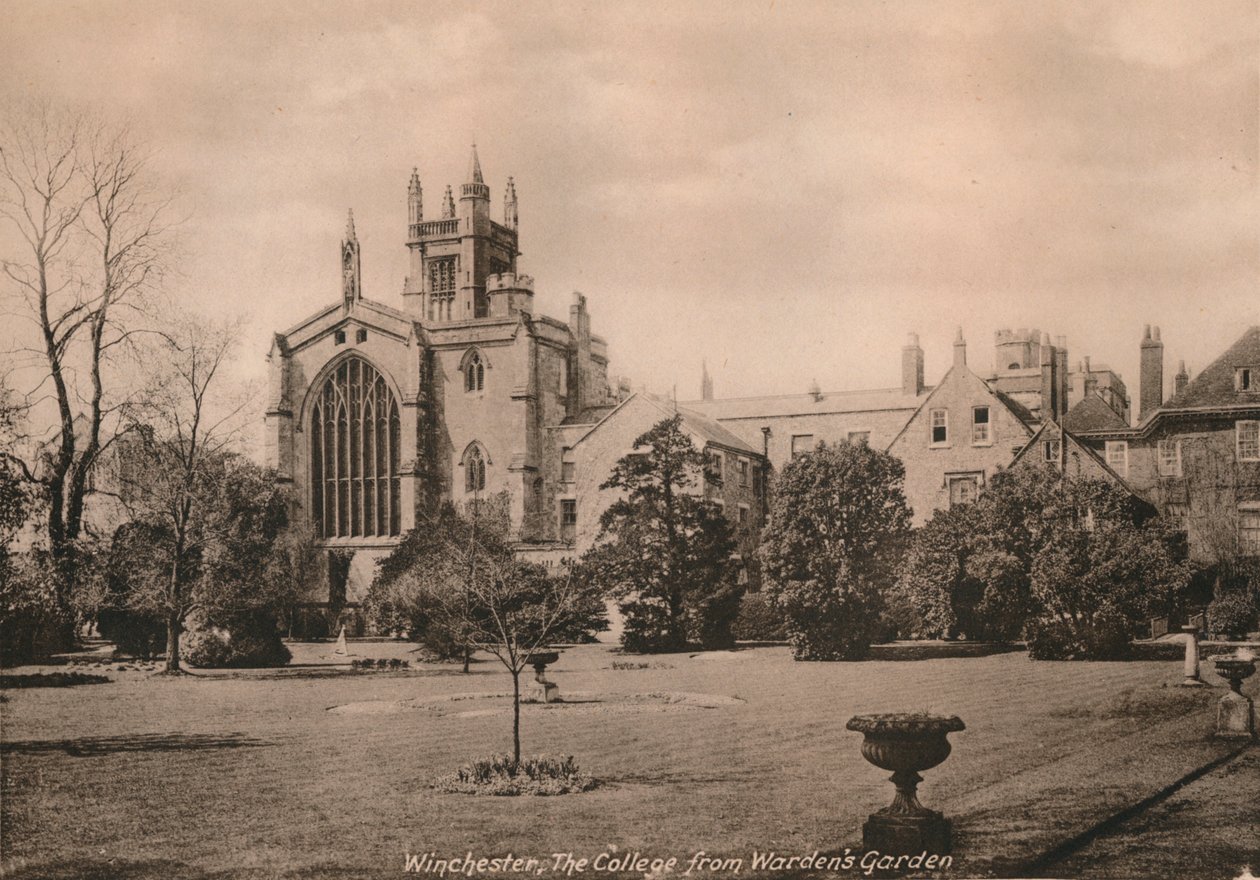 Winchester College fra Wardens Garden, Hampshire, begyndelsen af det 20. århundrede. af Unbekannt