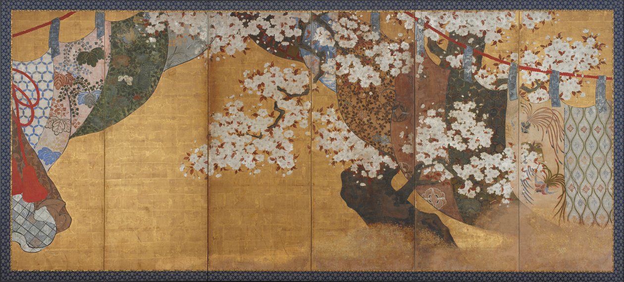 Vindskærm og kirsebærtræ, Edo-perioden, 1615-1868. af Unbekannt