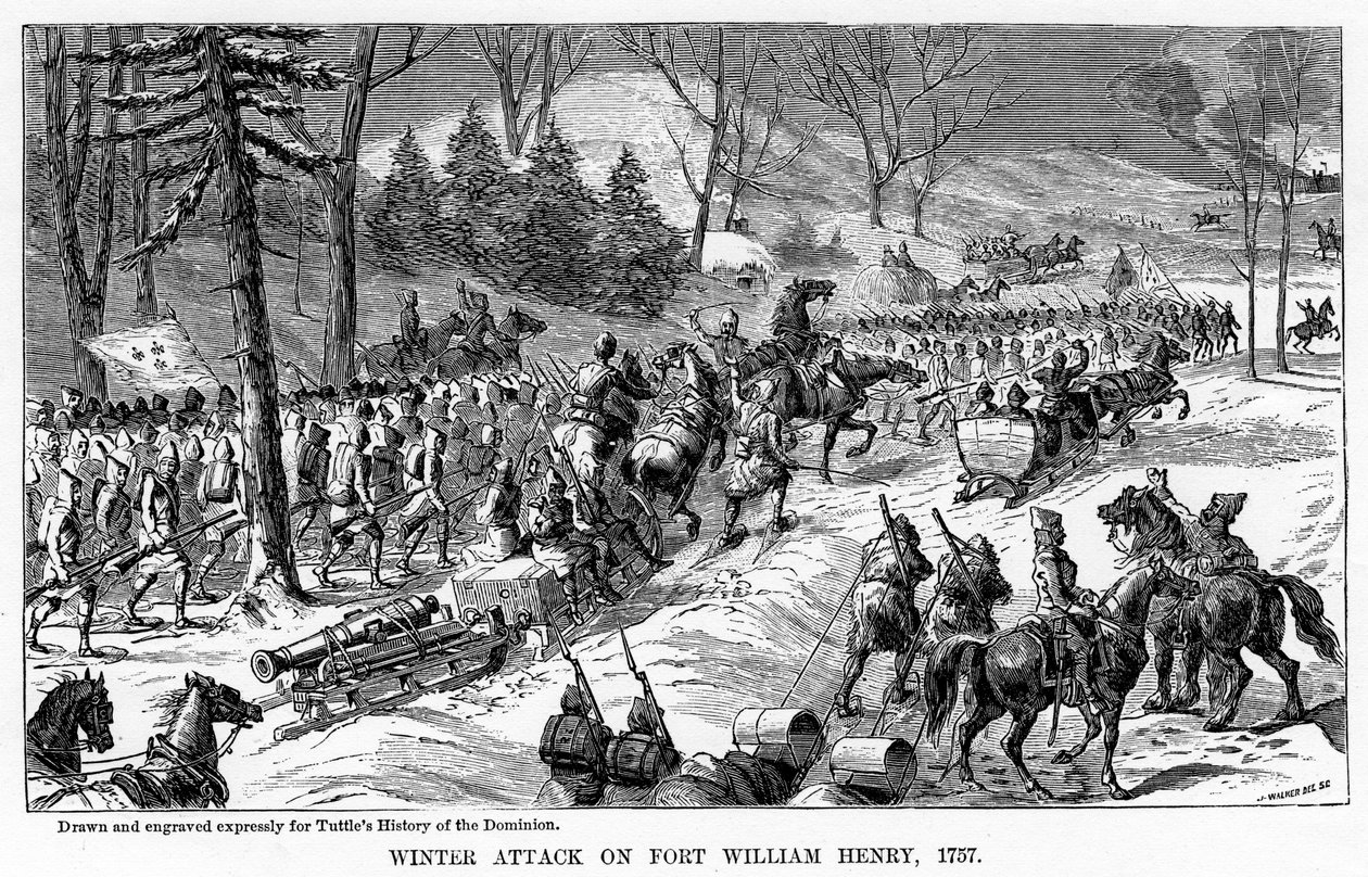 Vinterangreb på Fort William Henry, New York State, 1757, c1877 af Unbekannt