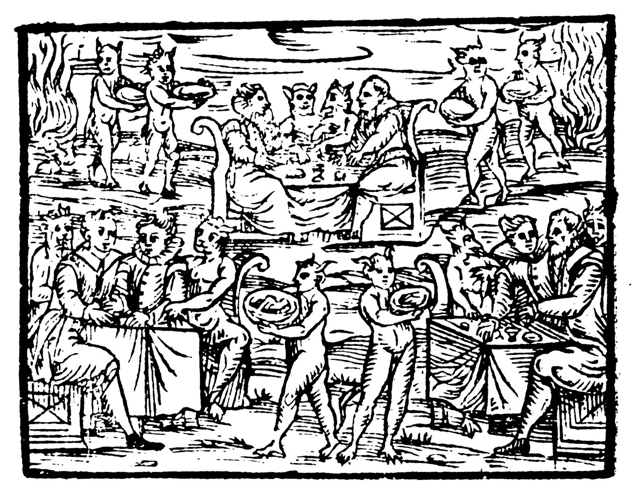 Hekse og troldmænd fester på sabbatten, 1608 af Unbekannt