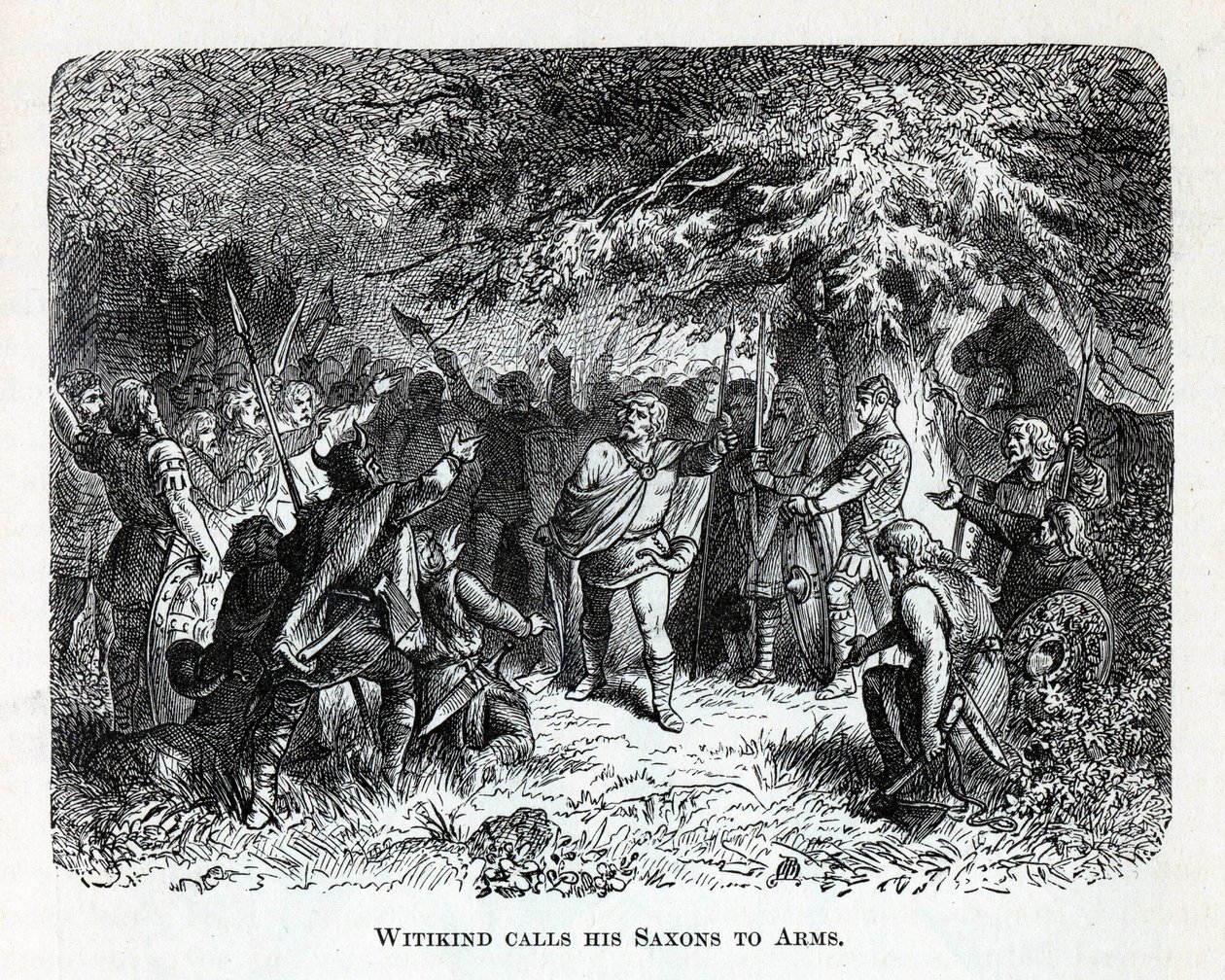 Wittekind kalder sine Saxons til våben, 1882 af Unbekannt