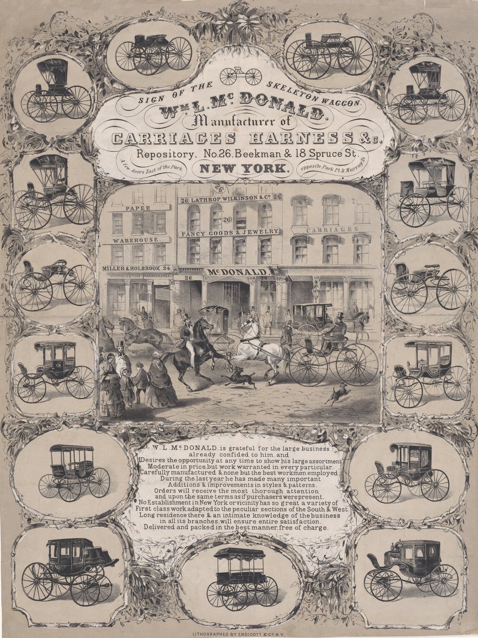 Wm. L. McDonald, Producenter af Carriage Harness & Co. Repository, nr. 26 Beekman & 1..., 1852-86. af Unbekannt