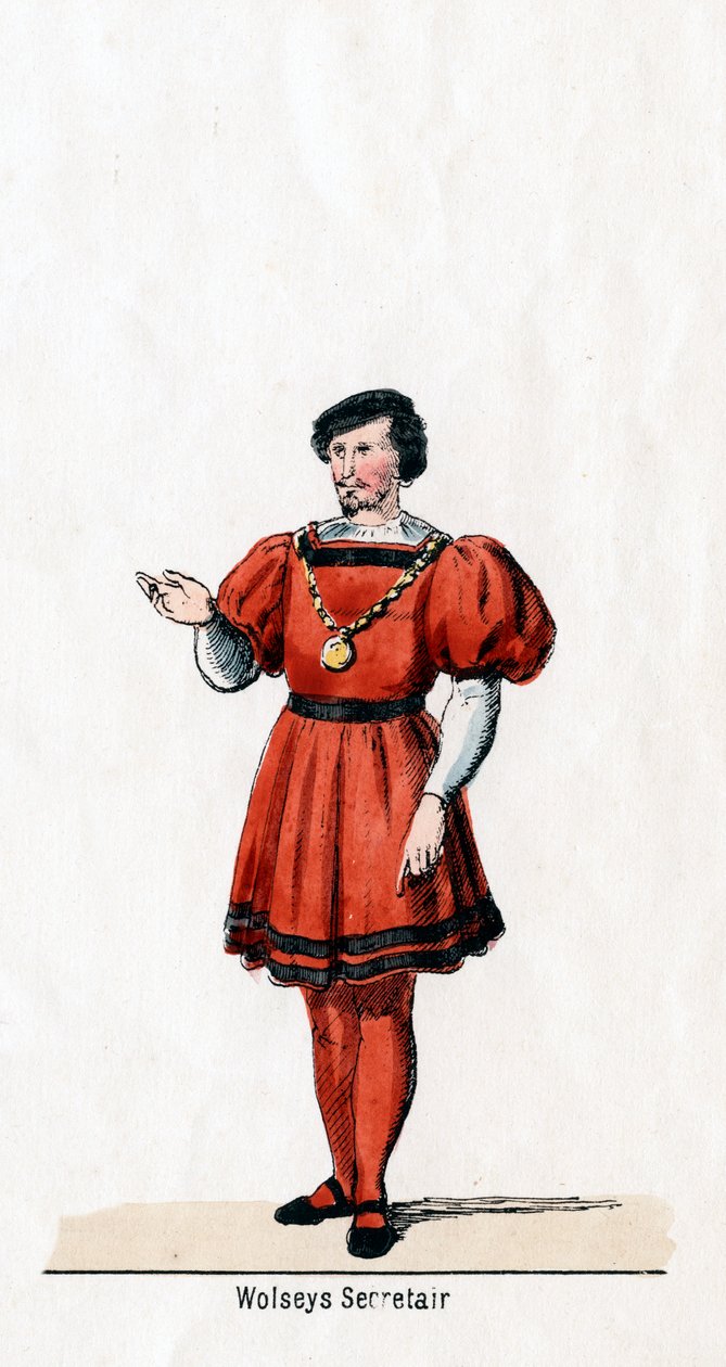 Wolseys sekretær, kostumedesign til Shakespeares skuespil, Henry VIII, 1800-tallet af Unbekannt