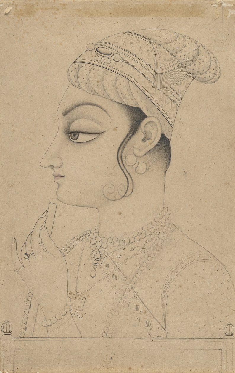 Kvinde med en fløjte og klædt ud som Krishna, midten til slutningen af det 18. århundrede. af Unbekannt