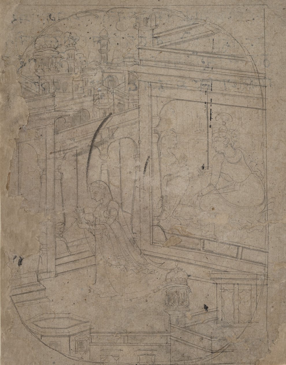 Kvinde forlader sin elsker, ca. 1790-1820. af Unbekannt