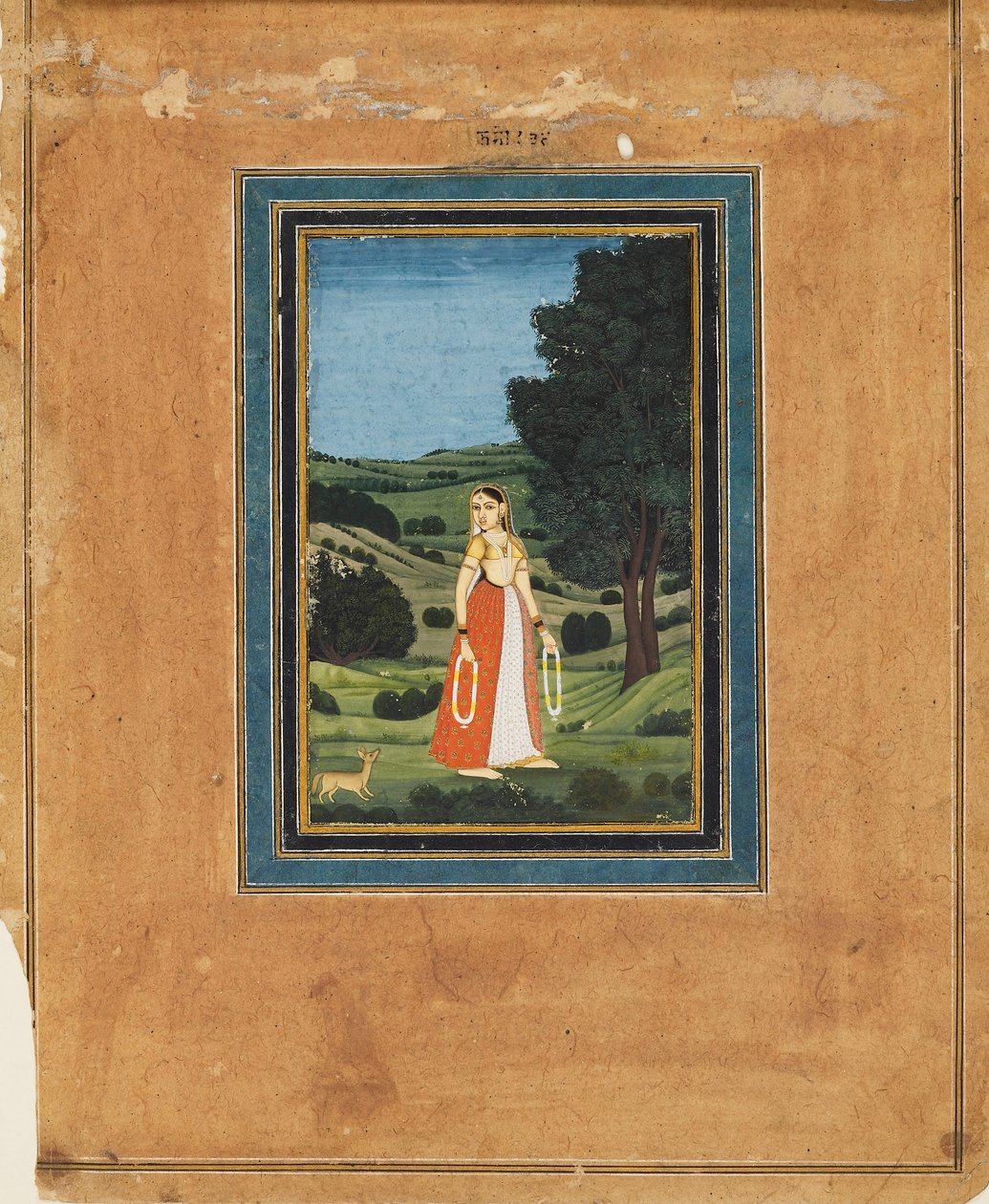 Kvinde i et natlandskab, muligvis en skov, 1800-tallet af Unbekannt