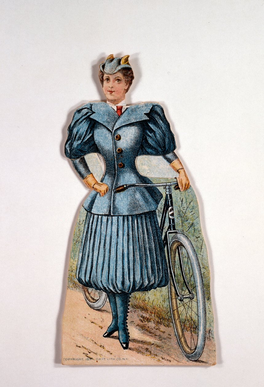 Kvinde i cykelkjole, amerikansk, c1900 af Unbekannt