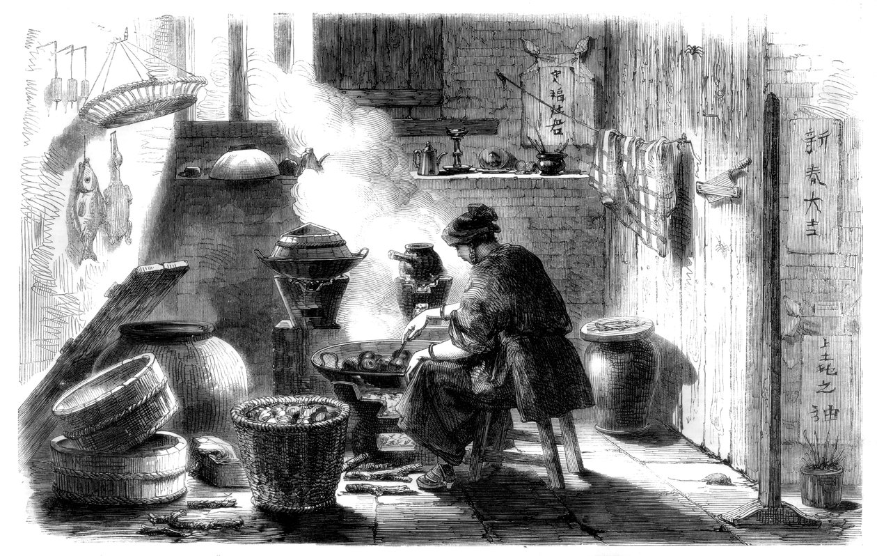 Kvinde forbereder kager til det kinesiske nytår, 1861 af Unbekannt