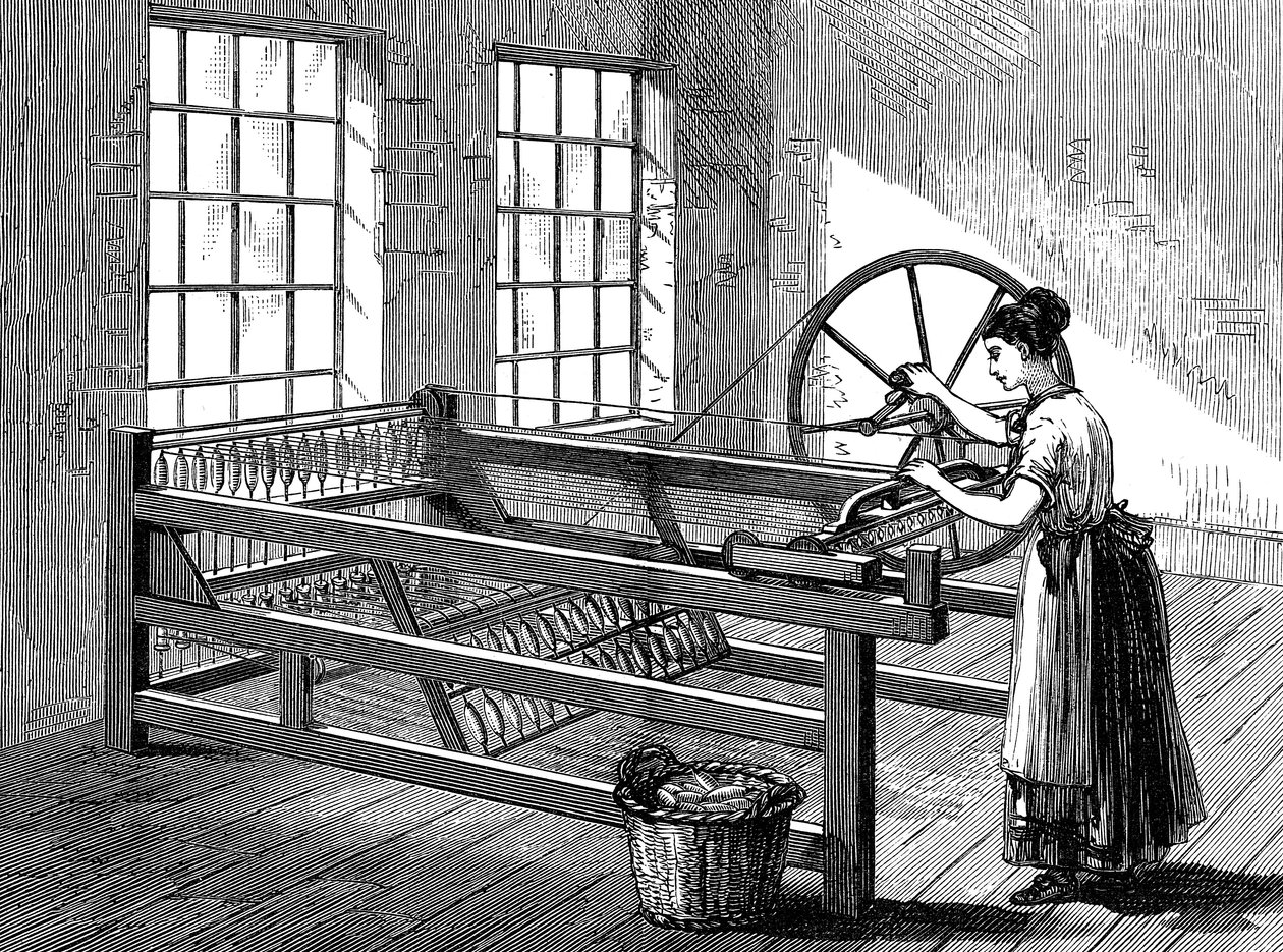 Kvinde ved hjælp af en Spinning Jenny, c1880 af Unbekannt