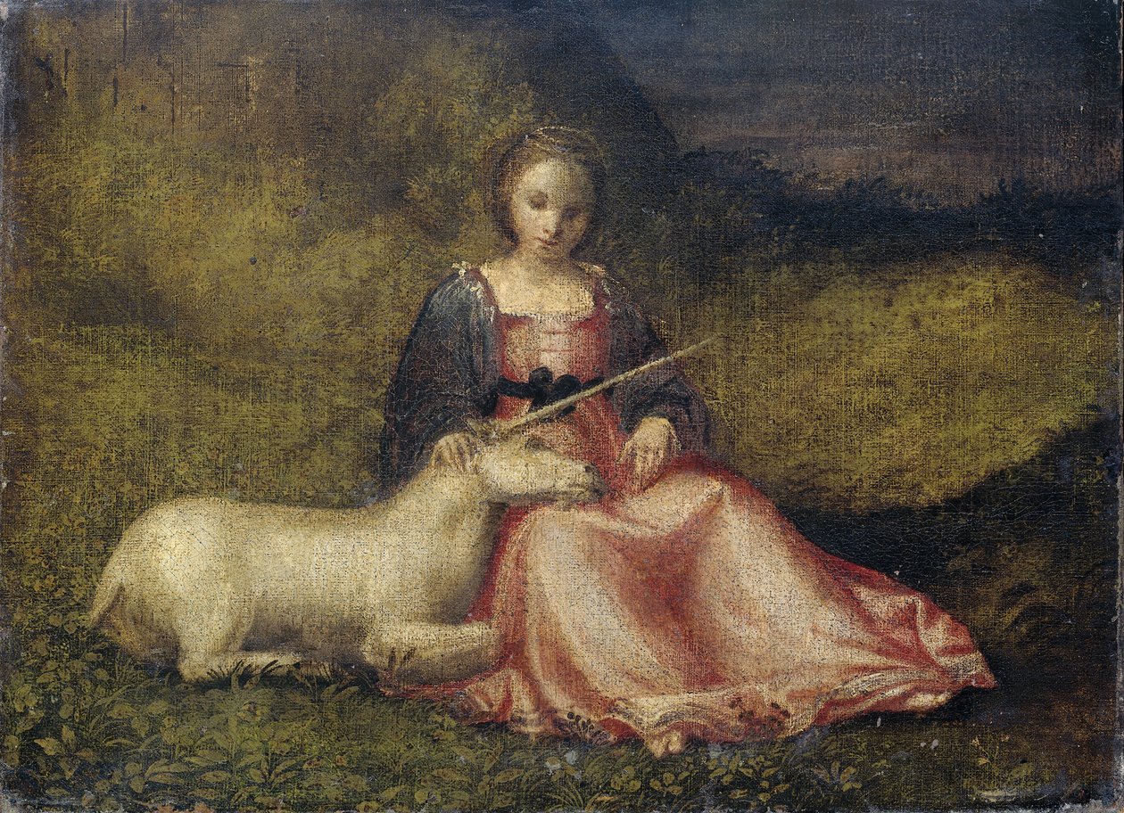 Kvinde med enhjørning, ca. 1510 af Unbekannt
