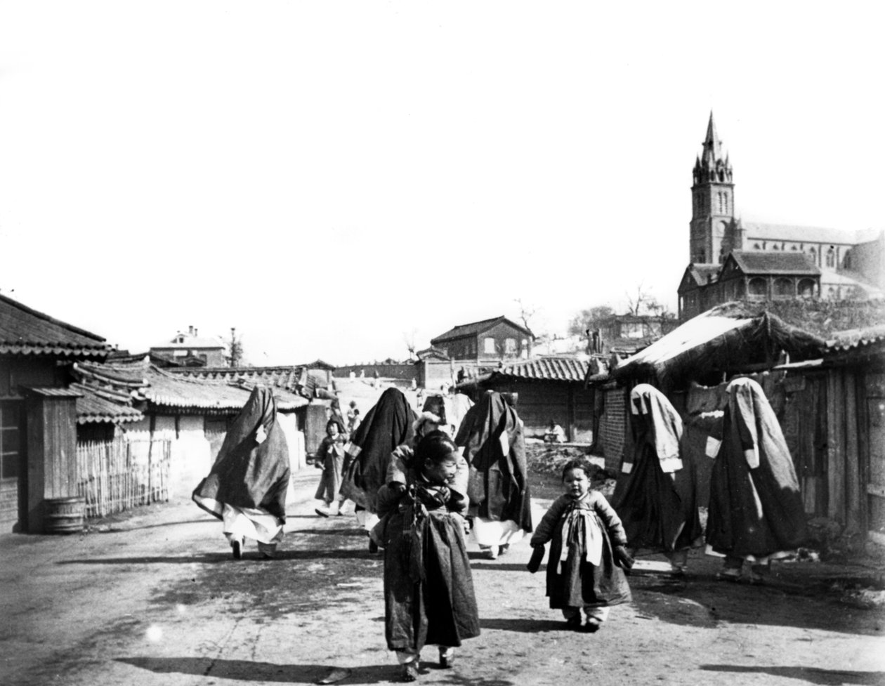Kvinder og børn, Nam San, Korea, 1900 af Unbekannt