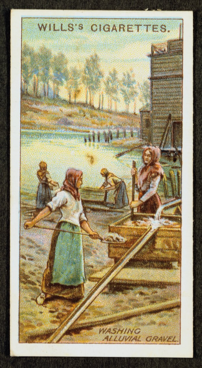 Kvinder vasker det ædle metal platin fra alluvialt grus, Ural, Rusland, 1916 af Unbekannt
