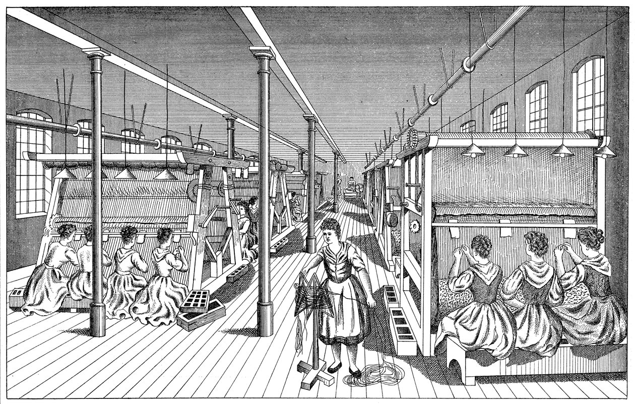 Kvindelige arbejdere i en tæppefabrik, c1895 af Unbekannt