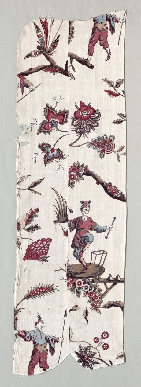 Træbloktrykte tekstilfragmenter, ca. 1785. af Unbekannt
