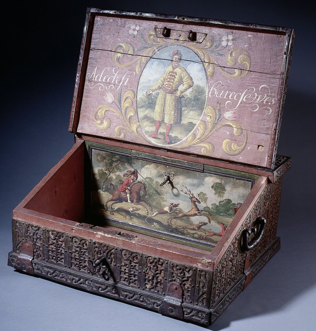 Penge- eller skriveboks i træ med portræt af Peter den Stores søn, ca. 1695 af Unbekannt