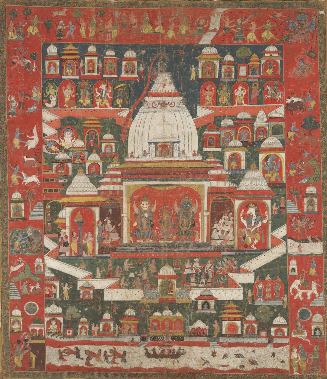Tilbedelse af Lord Jagannatha i hans tempel i Puri, første halvdel af 1700-tallet. af Unbekannt