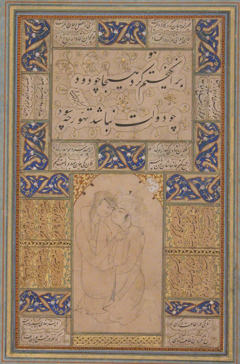 Young Lovers Embracing, 1500-tallet. af Unbekannt