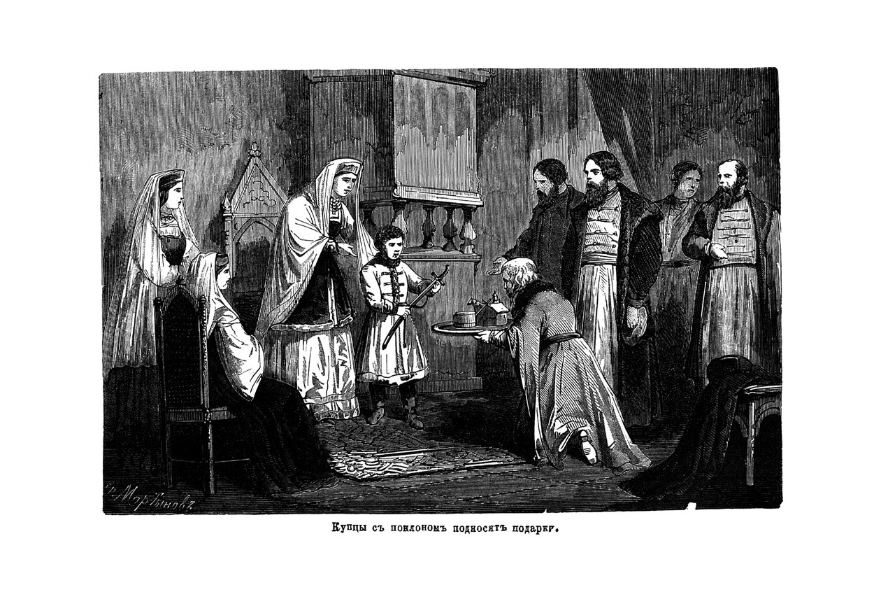 Unge Peter den Store modtager gaver fra købmændene, 1875 af Unbekannt