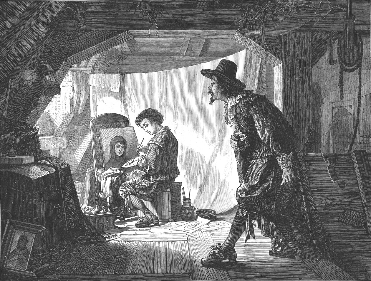 Unge Rubens overrasket af sin mester, Van Oort, 1875. af Unbekannt