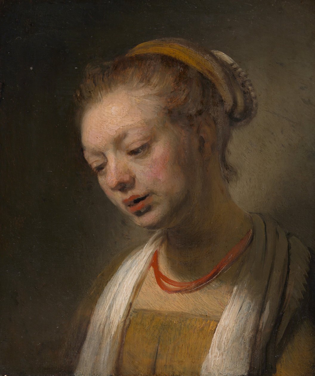 Ung kvinde med rød halskæde, ca. 1645. af Unbekannt
